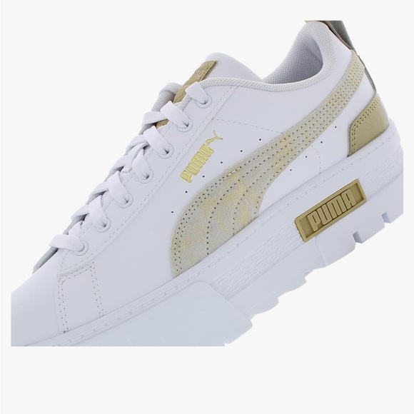Puma Womens Mayze Glam White/Sand Dune Size: 8 white gold metallic - Picture 3 of 4